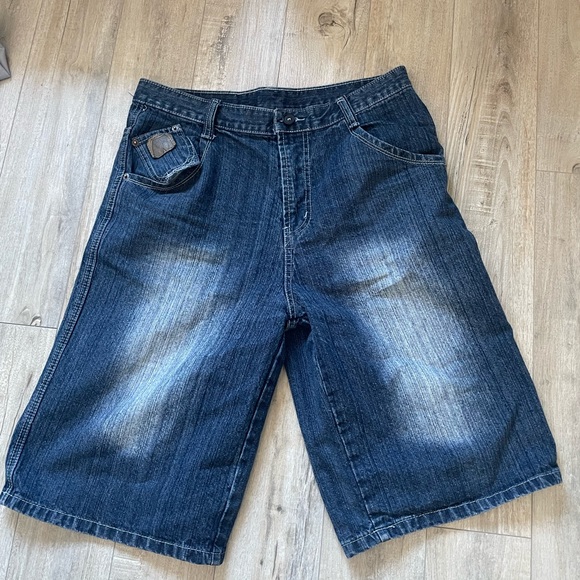 Blue washed denim jorts - Picture 1 of 4